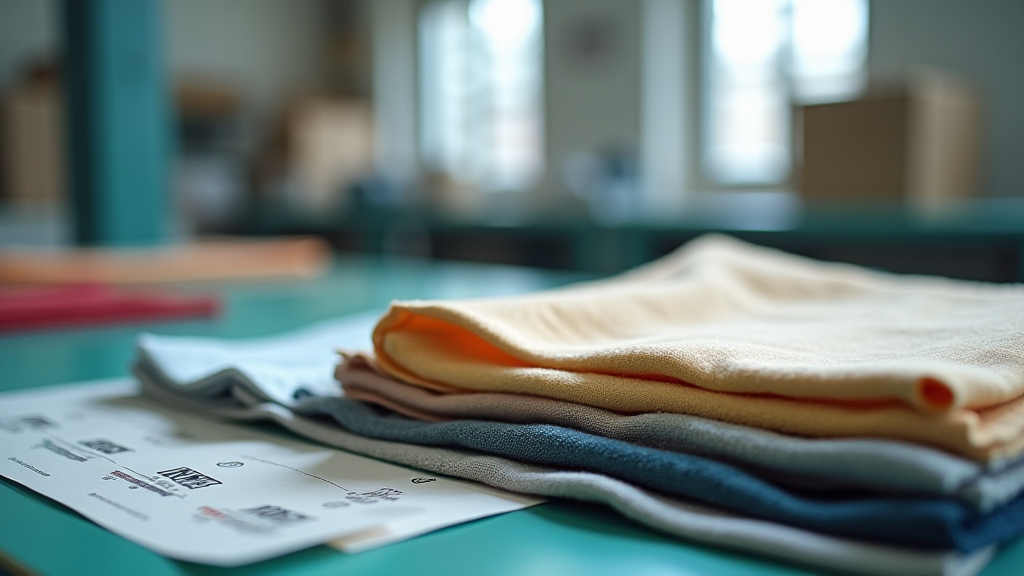 Muestras de tejidos resistentes y duraderos en mesa de control de calidad