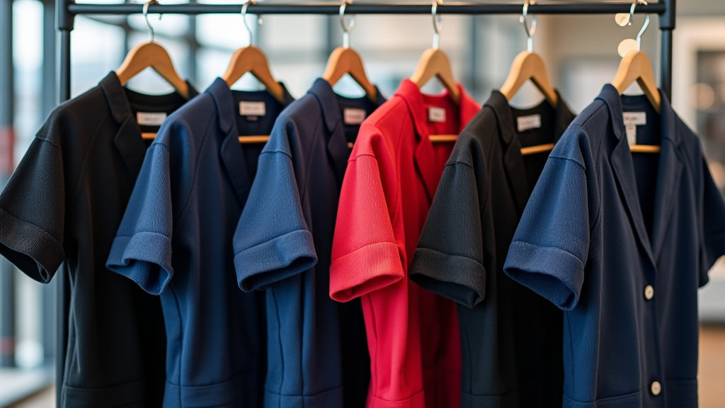 Uniformes modernos en tejido de canalé para equipos de atención al cliente