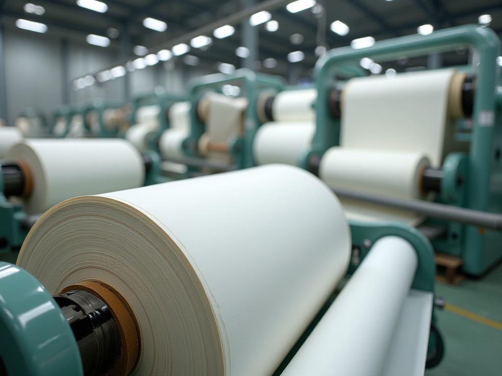 Rollos de tejido reciclado en fábrica textil profesional